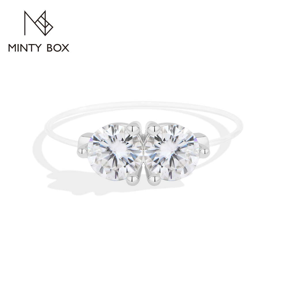 Fishing Line Box - MINTYBOX Anelli con Due Moissanite Taglio