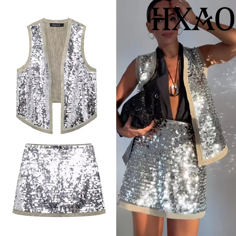 Fly Line - HXAO Minigonna con paillettes Set da